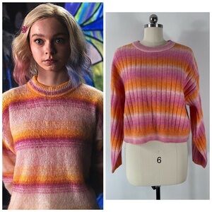 ASO Enid Sinclair Wednesday Orange and Pink Sweater ALT